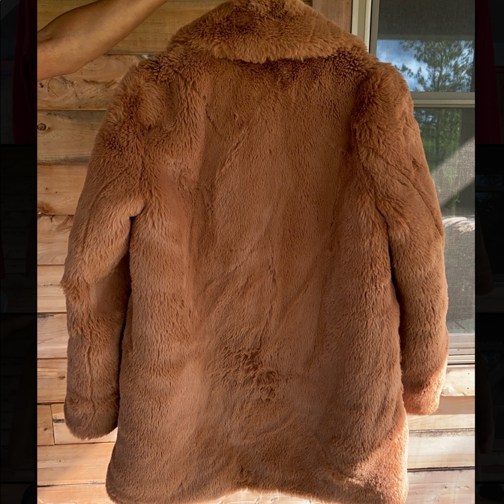 Zara Faux Fur Coat Brown - Picture 3 of 5